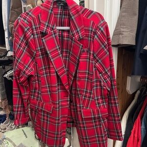 Lane Bryant Vibrant Red Plaid Blazer